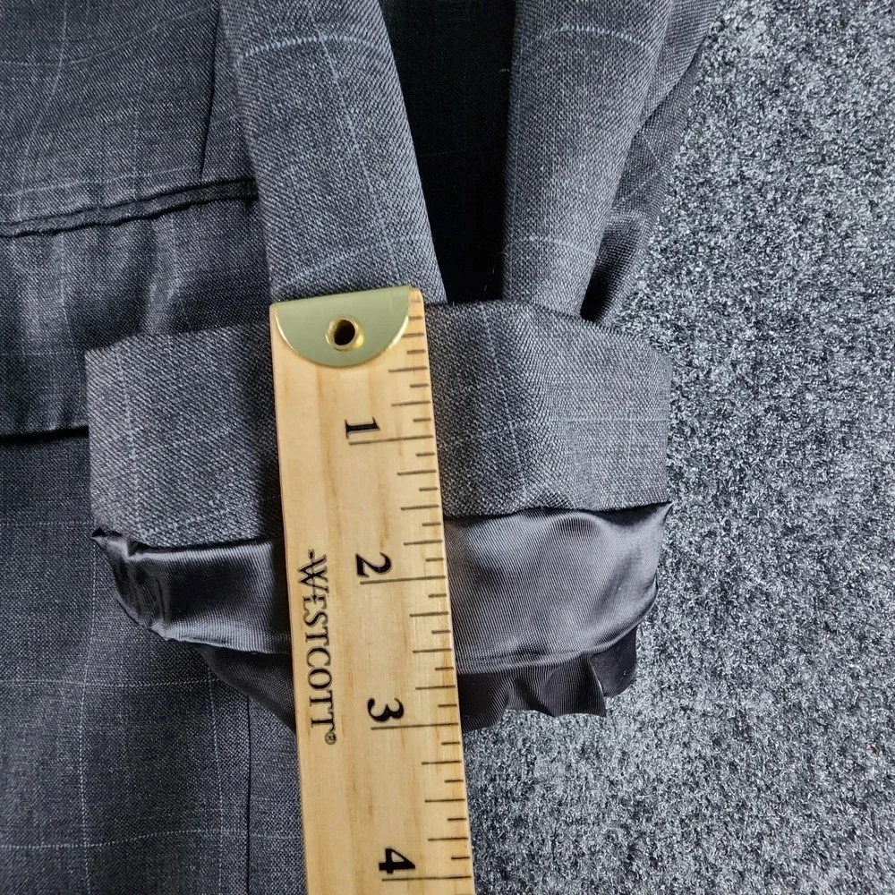 JOS‎ A BANK Men's Blazer 42L Wool Gray Windowpane Sport Coat Suit Jacket